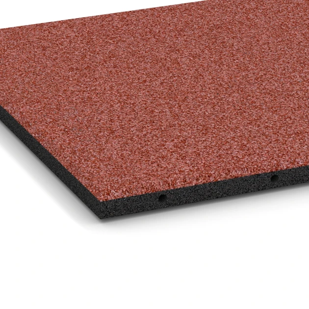 Detailaufnahme der Randausprägung von WARCO-Produkt 6128, Fallschutzmatte – 95 cm, Format 50 x 50 x 3 cm | 0,25 m², Farbe Tomatenrot.