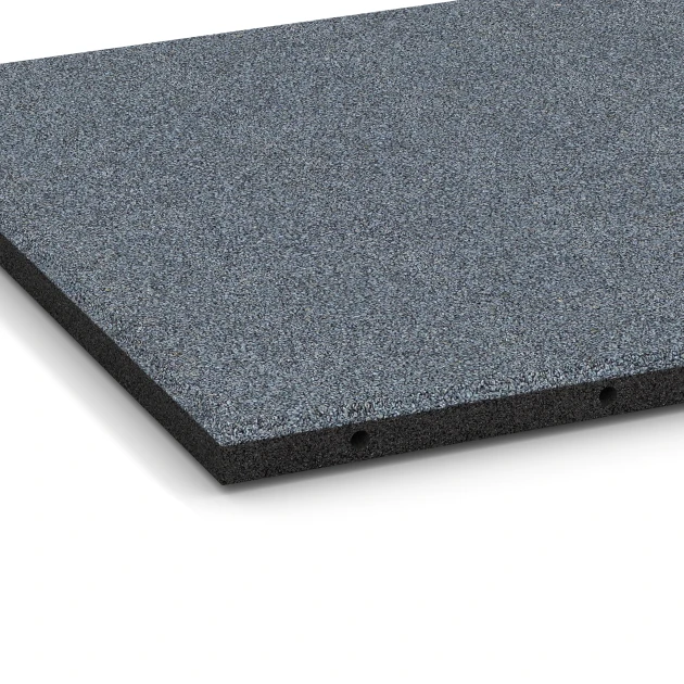 Detailaufnahme der Randausprägung von WARCO-Produkt 6130, Fallschutzmatte – 95 cm, Format 50 x 50 x 3 cm | 0,25 m², Farbe Graphitgrau.
