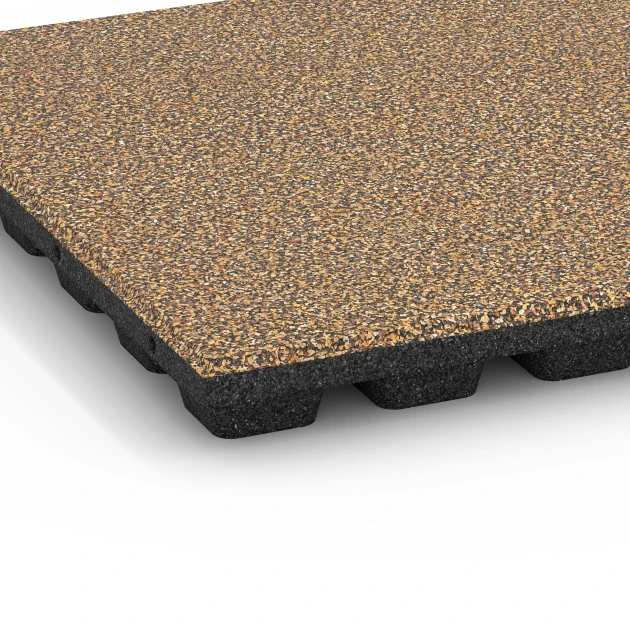 Detailaufnahme der Randausprägung von WARCO-Produkt 6439, Fallschutzplatte – 160 cm, Format 50 x 50 x 4,8 cm, Farbe Rattan Lounge.