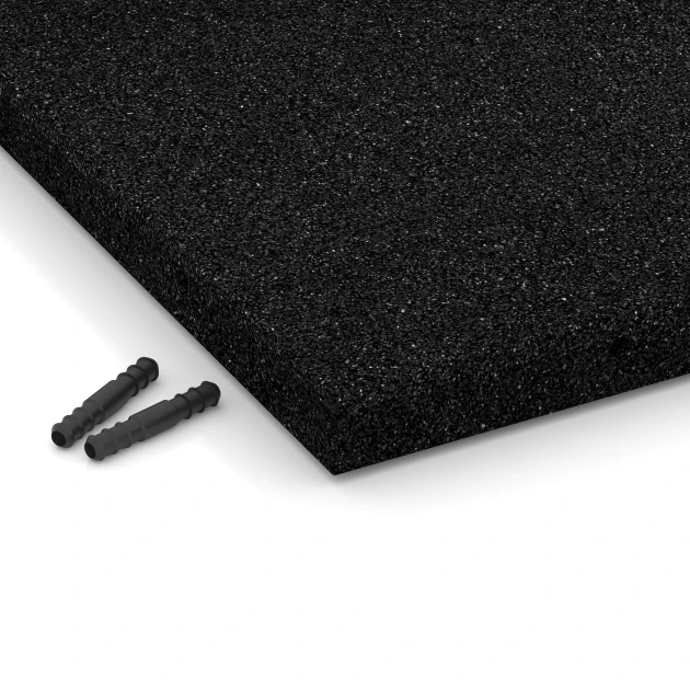 Detailaufnahme der Randausprägung von WARCO-Produkt 6169, Fallschutzplatten, Format 50 x 50 x 4 cm, Farbe Anthrazit.