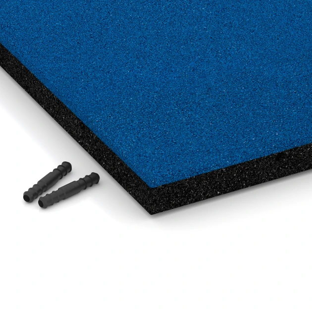 Detailaufnahme der Randausprägung von WARCO-Produkt 6256, Fallschutzplatte – 140 cm, Format 50 x 50 x 4 cm, Farbe Himmelblau.