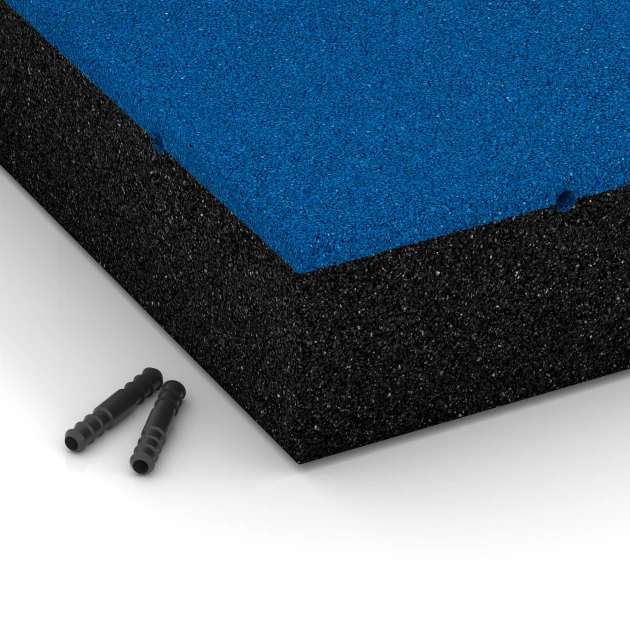 Detailaufnahme der Randausprägung von WARCO-Produkt 6229, Fallschutzplatten, Format 50 x 50 x 11 cm, Farbe Himmelblau.