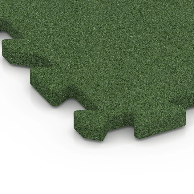 Detailaufnahme der Randausprägung von WARCO-Produkt 6990, Fitness Bodenschutzmatte, Format 50 x 50 x 3 cm | 0,25 m², Farbe Grasgrün.