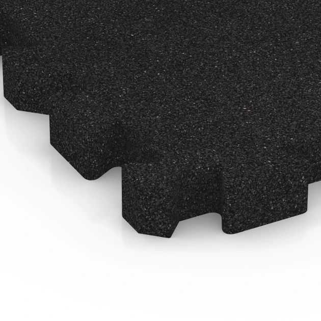 Detailaufnahme der Randausprägung von WARCO-Produkt 6401, Fallschutzplatte – 190 cm, Format 50 x 50 x 5 cm | 0,25 m², Farbe Anthrazit.