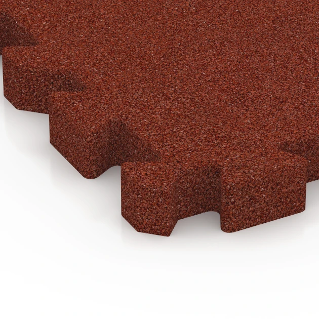 Detailaufnahme der Randausprägung von WARCO-Produkt 6402, Fallschutzplatte – 190 cm, Format 50 x 50 x 5 cm | 0,25 m², Farbe Ziegelrot.
