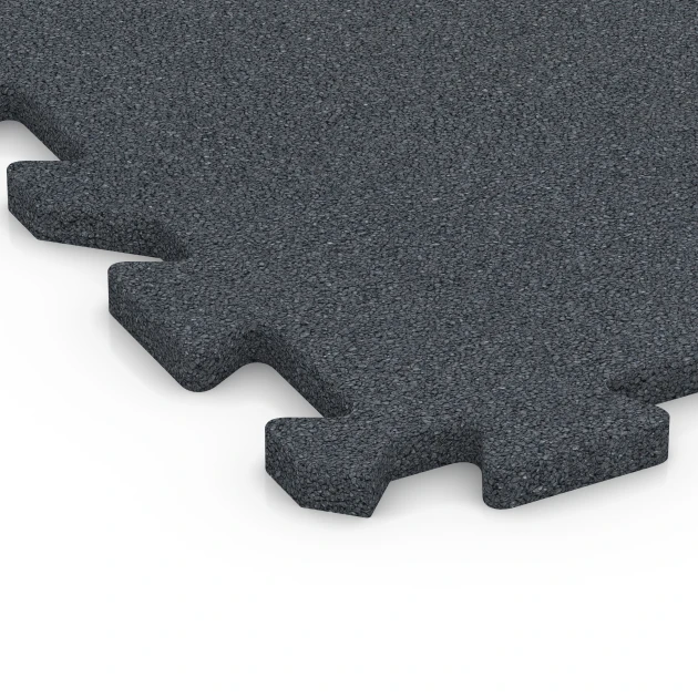 Detailaufnahme der Randausprägung von WARCO-Produkt 6315, Fallschutz-Puzzlematte, Format 50 x 50 x 2 cm | 0,25 m², Farbe Schiefergrau.