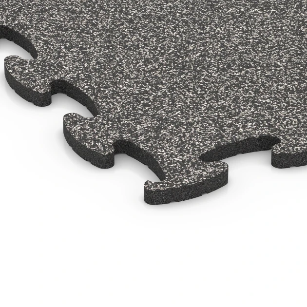 Detailaufnahme der Randausprägung von WARCO-Produkt 6886, Fitness Max Floor System, Format 98 x 98 x 2,8 cm, Farbe Dunkelgrauer Granit.