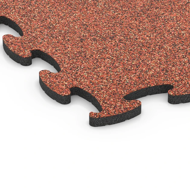 Detailaufnahme der Randausprägung von WARCO-Produkt 6890, Fitness Max Floor System, Format 98 x 98 x 2,8 cm, Farbe Feuersglut.