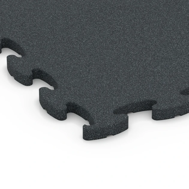 Detailaufnahme der Randausprägung von WARCO-Produkt 6966, Fitness Premium Boden Plus, Format 45,9 x 45,9 x 1,8, Farbe Anthrazit.