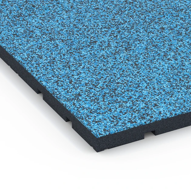 Detailaufnahme der Randausprägung von WARCO-Produkt 7139, Outdoor-Fitnessboden, Format 60 x 60 x 3 cm | 0,36 m², Farbe Atlantik.