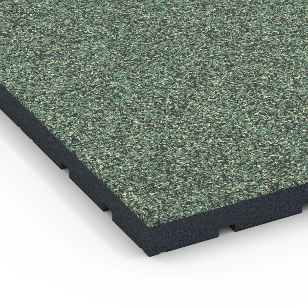 Detailaufnahme der Randausprägung von WARCO-Produkt 7143, Outdoor-Fitnessboden, Format 60 x 60 x 4 cm | 0,36 m², Farbe Englischer Rasen.