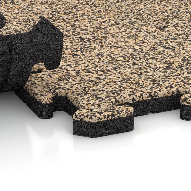 Großaufnahme vom Verbindungssystem von WARCO-Boden 2733 - Poolfliese im Farbdesign Travertin. Abmessungen 500 x 500 x 30 mm.