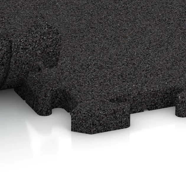 Großaufnahme vom Verbindungssystem von WARCO-Boden 5072 - Randplatte im Farbdesign Anthrazit. Abmessungen 1000 x 485 x 30 mm.