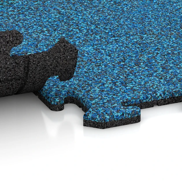 Großaufnahme vom Verbindungssystem von WARCO-Boden 4239 - Sportboden‑Platte 1,8 cm im Farbdesign Atlantik. Abmessungen 100 x 100 x 1,8 cm | 1,00 m².