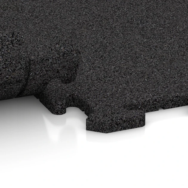 Großaufnahme vom Verbindungssystem von WARCO-Boden 4243 - Sportboden‑Platte 1,8 cm im Farbdesign Anthrazit. Abmessungen 100 x 100 x 1,8 cm | 1,00 m².