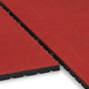 Großaufnahme vom Verbindungssystem von WARCO-Boden 0773 - Fallschutzmatte im Farbdesign Rose. Abmessungen 1000 x 1000 x 40 mm.