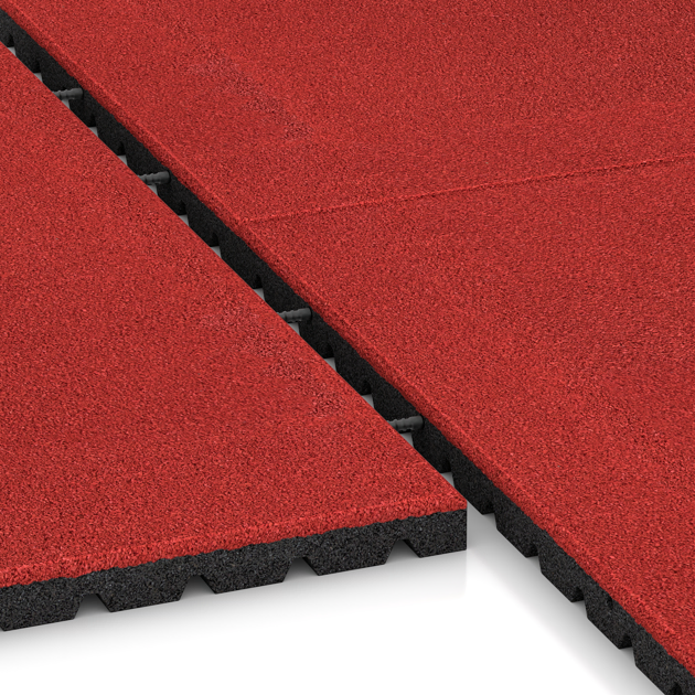 Großaufnahme vom Verbindungssystem von WARCO-Boden 0773 - Fallschutzmatte im Farbdesign Rose. Abmessungen 1000 x 1000 x 40 mm.