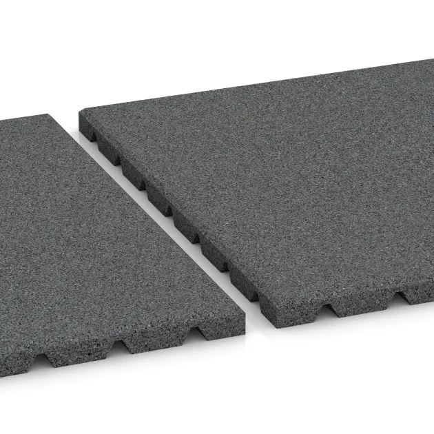 Großaufnahme vom Verbindungssystem von WARCO-Boden 0535 - Balkonfliese 2,5 cm im Farbdesign Schiefergrau. Abmessungen 500 x 500 x 25 mm.