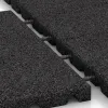 Großaufnahme vom Verbindungssystem von WARCO-Boden 0514 - Terrassenfliese 3 cm im Farbdesign Anthrazit. Abmessungen 400 x 400 x 30 mm.