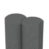 Großaufnahme vom Verbindungssystem von WARCO-Boden 2553 - Gummi-Palisade im Farbdesign Schiefergrau. Abmessungen ø250 x 400 mm.