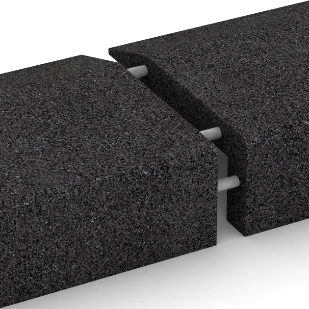 Großaufnahme vom Verbindungssystem von WARCO-Boden 2607 - Mauerabdeckung im Farbdesign Anthrazit. Abmessungen 1000 x 400 x 50/150 mm.