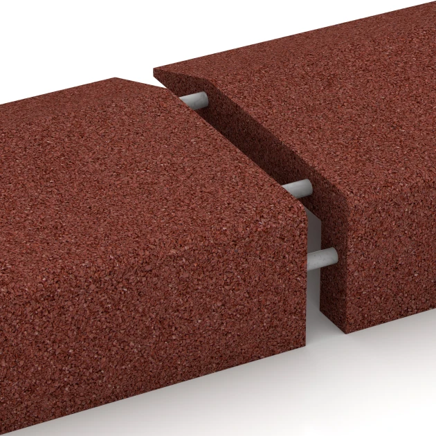 Großaufnahme vom Verbindungssystem von WARCO-Boden 2606 - Mauerabdeckung im Farbdesign Ziegelrot. Abmessungen 100 × 40 cm | 5/15 cm.