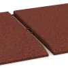 Großaufnahme vom Verbindungssystem von WARCO-Boden 0462 - Eck-Platte (zwei Seiten abgeschrägt) im Farbdesign Ziegelrot. Abmessungen 500 x 500 x 30 mm.