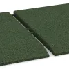 Großaufnahme vom Verbindungssystem von WARCO-Boden 0465 - Eck-Platte (zwei Seiten abgeschrägt) im Farbdesign Grasgrün. Abmessungen 500 x 500 x 30 mm.