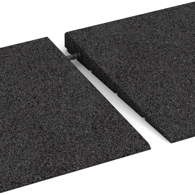 Großaufnahme vom Verbindungssystem von WARCO-Boden 2348 - Übergangsrampe 75 cm im Farbdesign Anthrazit. Abmessungen 75 x 30 cm | 8 < 30 mm.
