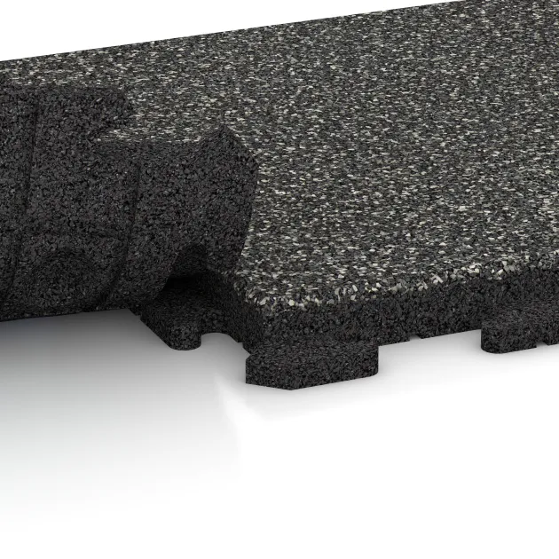 Großaufnahme vom Verbindungssystem von WARCO-Boden 1297 - Gehwegplatte Classic im Farbdesign Dunkelgrauer Granit. Abmessungen 500 x 500 x 40 mm.