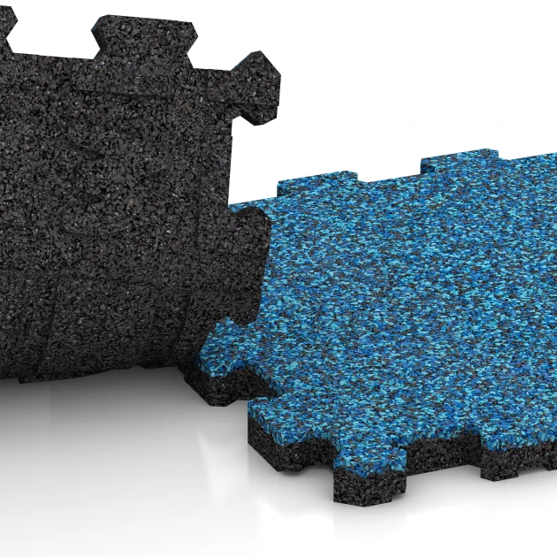 Großaufnahme vom Verbindungssystem von WARCO-Boden 5432 - Treppenfliese im Farbdesign Atlantik. Abmessungen 30,6 x 30,6 x 2 cm | 0,094 m².