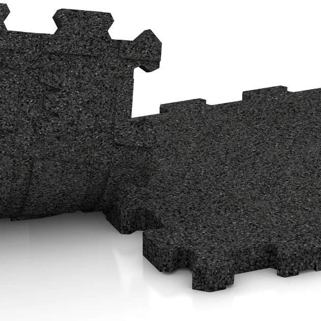 Großaufnahme vom Verbindungssystem von WARCO-Boden 6091 - Sportboden – fugenlos im Farbdesign Anthrazit. Abmessungen 30,6 x 30,6 x 2 cm | 0,094 m².