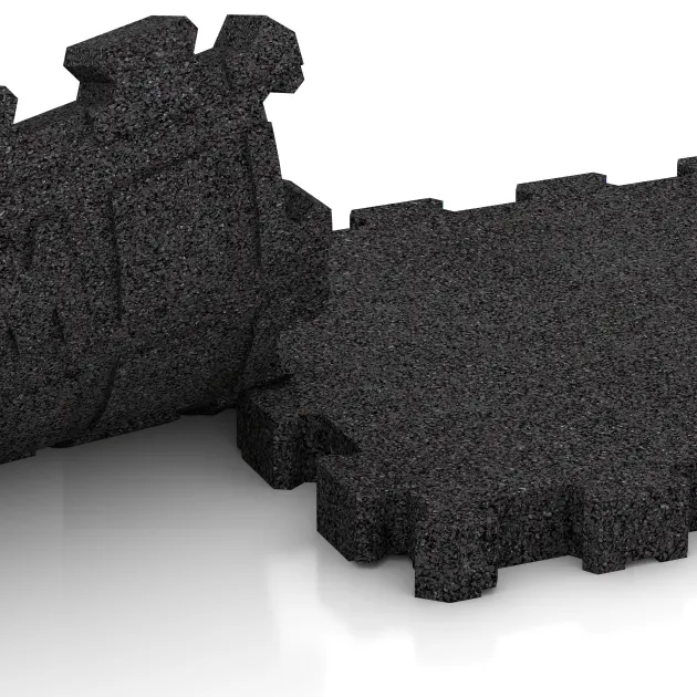 Großaufnahme vom Verbindungssystem von WARCO-Boden 4282 - Sportboden – fugenlos im Farbdesign Anthrazit. Abmessungen 306 x 306 x 30 mm.