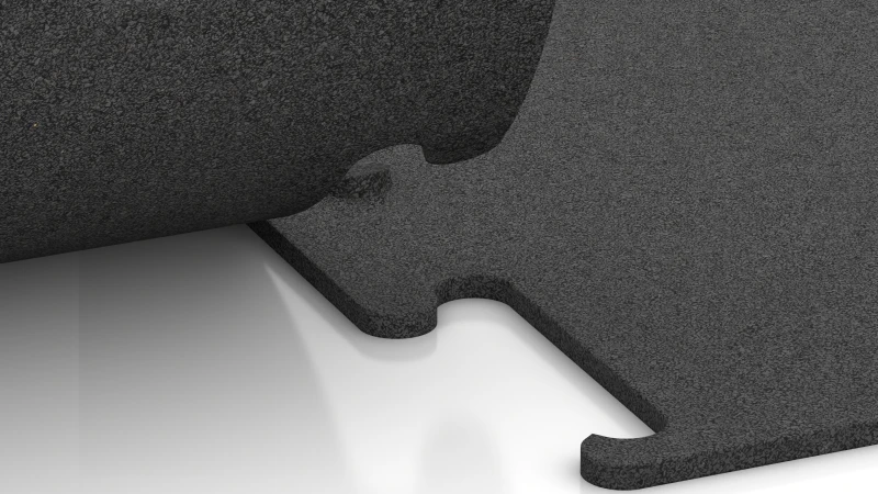 Ausgeschnittene Puzzleverbindung ohne Fase