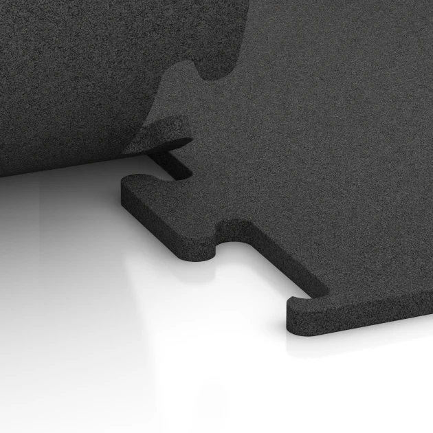 Großaufnahme vom Verbindungssystem von WARCO-Boden 3748 - Fitness Performance Elite Trainingsboden im Farbdesign Anthrazit. Abmessungen 100 x 100 x 2 cm | 1,00 m².