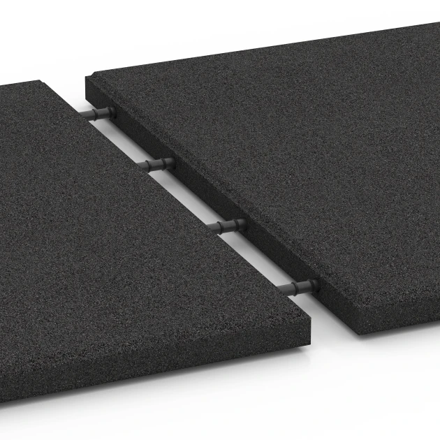 Großaufnahme vom Verbindungssystem von WARCO-Boden 6127 - Fallschutzmatte – 95 cm im Farbdesign Anthrazit. Abmessungen 50 x 50 x 3 cm | 0,25 m².