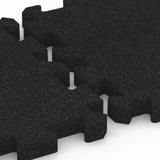 Großaufnahme vom Verbindungssystem von WARCO-Boden 6302 - Fallschutz-Puzzlematte im Farbdesign Anthrazit. Abmessungen 50 x 50 x 4 cm | 0,25 m².