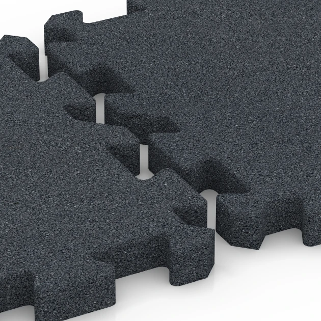 Großaufnahme vom Verbindungssystem von WARCO-Boden 6316 - Fallschutz-Puzzlematte im Farbdesign Schiefergrau. Abmessungen 50 x 50 x 4 cm | 0,25 m².