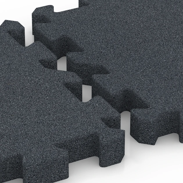Großaufnahme vom Verbindungssystem von WARCO-Boden 6317 - Fallschutz-Puzzlematte im Farbdesign Schiefergrau. Abmessungen 50 x 50 x 5 cm | 0,25 m².
