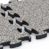 Großaufnahme vom Verbindungssystem von WARCO-Boden 6878 - Fitness Max Floor System im Farbdesign Grauer Granit. Abmessungen 44,6 x 44,6 × 2,8 cm.