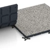 Großaufnahme vom Verbindungssystem von WARCO-Boden 7133 - Outdoor-Fitnessboden im Farbdesign Grauer Granit. Abmessungen 60 x 60 x 3 cm | 0,36 m².