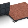 Großaufnahme vom Verbindungssystem von WARCO-Boden 7136 - Outdoor-Fitnessboden im Farbdesign Feuersglut. Abmessungen 60 x 60 x 3 cm | 0,36 m².