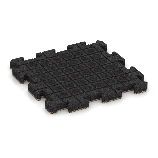 Aufsicht auf die Unterseite, also die Bodenseite von WARCO-Formteil 2940 - Fitness-Bodenschutzmatte im Format 500 x 500 x 40 mm.
