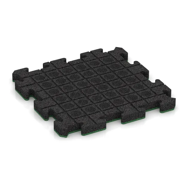 Aufsicht auf die Unterseite, also die Bodenseite von WARCO-Formteil 5186 - Fitness-Bodenschutzmatte im Format 500 x 500 x 40 mm.