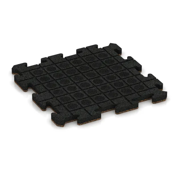 Aufsicht auf die Unterseite, also die Bodenseite von WARCO-Formteil 5865 - Indoor-Klickfliese im Format 500 x 500 x 30 mm.