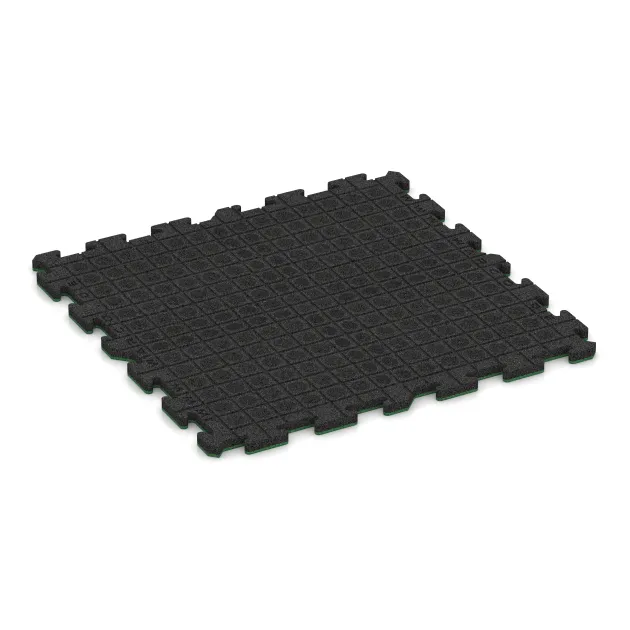 Aufsicht auf die Unterseite, also die Bodenseite von WARCO-Formteil 6011 - Fitness-Bodenschutzmatte im Format 1000 x 1000 x 30 mm.