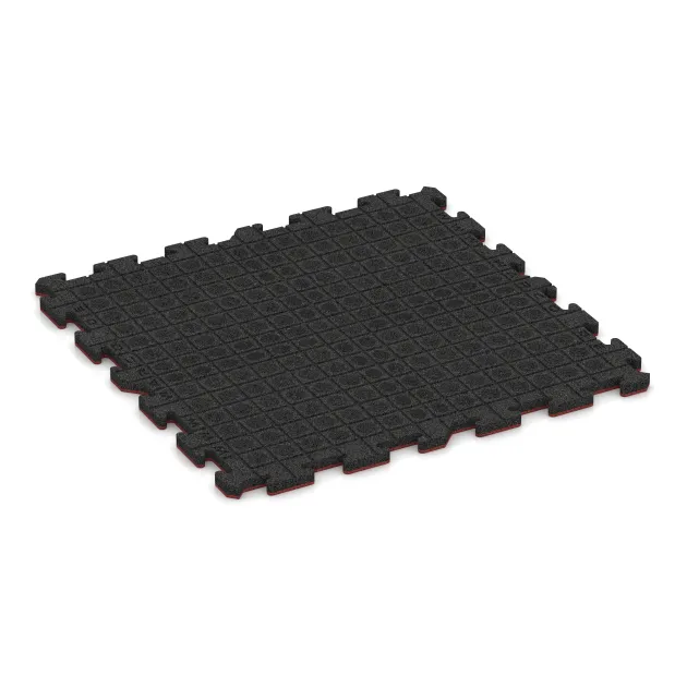 Aufsicht auf die Unterseite, also die Bodenseite von WARCO-Formteil 6015 - Fitness-Bodenschutzmatte im Format 1000 x 1000 x 30 mm.
