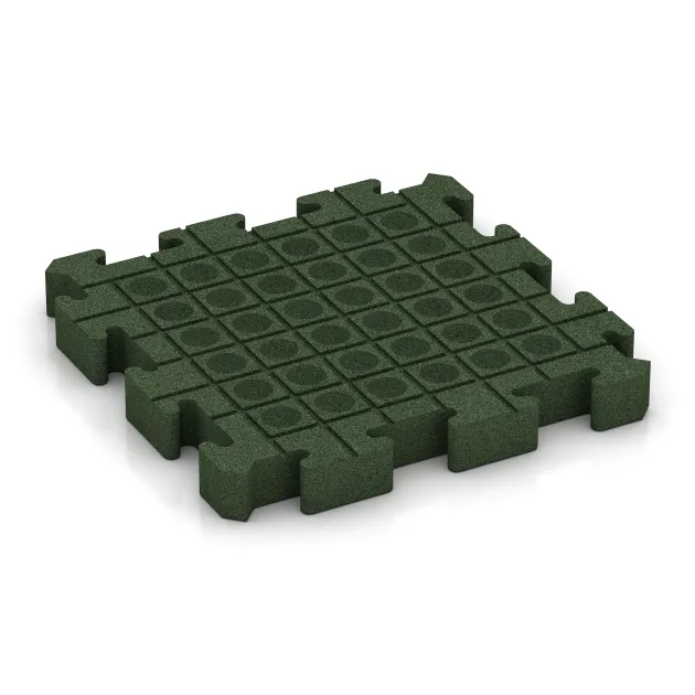 Aufsicht auf die Unterseite, also die Bodenseite von WARCO-Formteil 3194 - Fitness-Bodenschutzmatte im Format 500 x 500 x 60 mm.