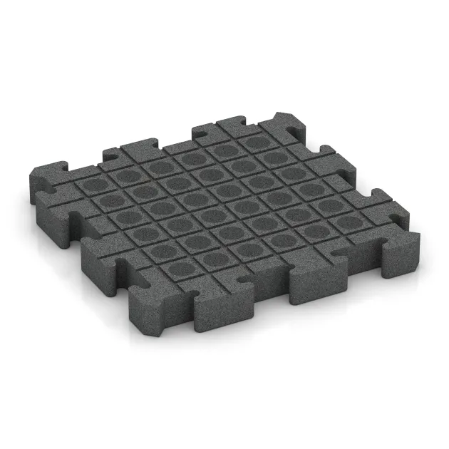 Aufsicht auf die Unterseite, also die Bodenseite von WARCO-Formteil 3195 - Fitness-Bodenschutzmatte im Format 500 x 500 x 60 mm.