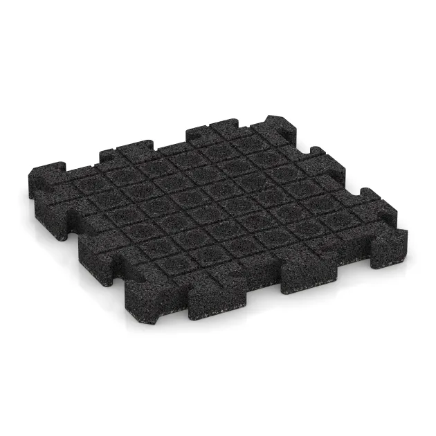 Aufsicht auf die Unterseite, also die Bodenseite von WARCO-Formteil 3025 - Outdoor-Klickfliese im Format 500 x 500 x 50 mm.